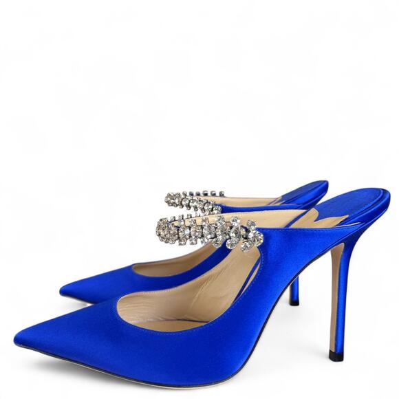 Jimmy Choo‎ Bing 100 Satin Crystal-Strap Mules Size 38 - Picture 4 of 12